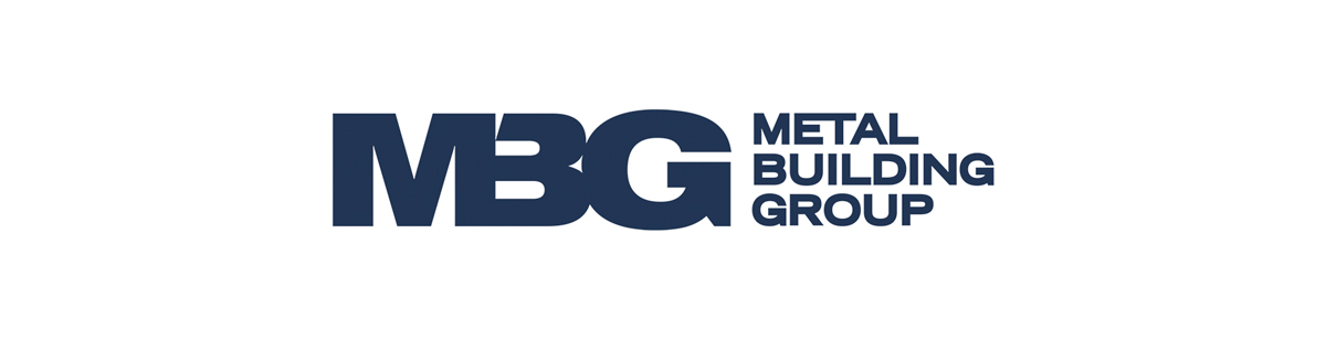 Logo with large dark blue letters MBG on the left, and the words METAL BUILDING GROUP stacked vertically in dark blue on the right, all on a white background.