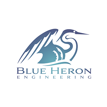 AG Client Page Blue Heron Old Logo Logo for Blue Heron Engineering featuring a stylized blue heron bird icon above the company name.