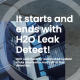 Text overlay on an image of a modern building: It starts and ends with H2O Leak Detect! H2O Leak Detects automated system shuts your water main off at first detection.