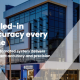 A modern multi-story office building with text overlay that reads: Dialed-in accuracy every time. Our automated system delivers consistent accuracy and precision.